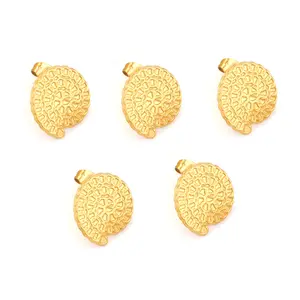6 pcs/Bag Aço Inoxidável Trançado Rosca Ear Stud Diy Jewel Acessórios Round Band Gold Plated Ear Acessórios