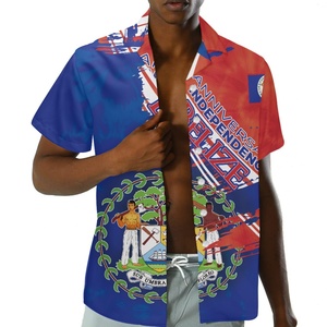 Factory <span class=keywords><strong>Outlet</strong></span> Precio bajo Impresión a pedido Diseño personalizado de Belice Verano Refrescante Playa Hawaiana Camisa suelta de gran tamaño para hombres - Product Image 4