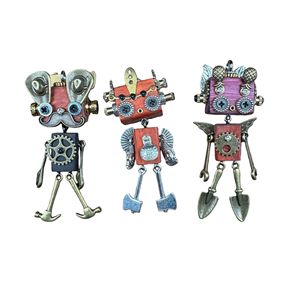 Pingente de Robô Punk Feito à Mão em Liga de Zinco com Acabamento em Níquel Preto, Chaveiro com Formas de Martelo, Pá, Machadinha, Microfone e Raquete de Badminton - Product Image 4