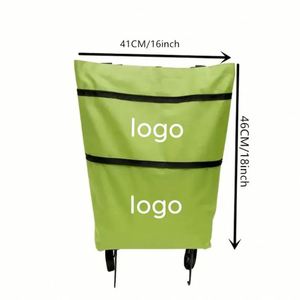 Custom Logo Light Waterproof <b>Backpack</b> Travel Foldable Shoulder Bag Large Strong Bearing Shopping Picnic Push Cart <b>With</b> <b>Wheels</b> - Product Image 2