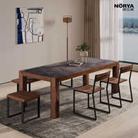 Table à manger ultra-minimaliste italienne NORYA, plateau HPL, base en noyer noir massif de qualité supérieure, pour villa de luxe, mobilier de bureau