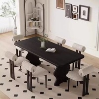 Ensemble de table et chaises à manger en bois moderne, 6 places, design stable et durable pour les petits appartements et l'usage domestique