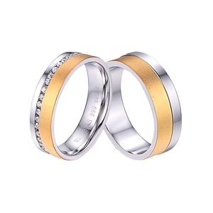 Anillo de plata de dos tonos Keiyue, alianzas de boda de rodio y oro para parejas, joyería en línea para amantes y compromisos - Product Image 1