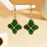 Anting Bunga Merah Vintage Wanita, Anting Gantung Baja Anti Karat Berlapis Emas, Perhiasan Bunga Resin, Aksesoris Hadiah Elegan