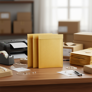 Enveloppes à bulles en papier kraft doré 6,5 x 9 pouces, sacs d'expédition rembourrés auto-adhésifs pour l'emballage de bijoux - Product Image 2