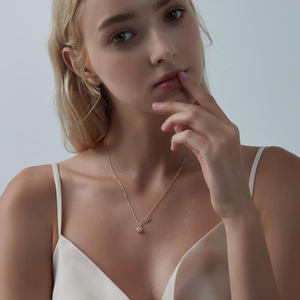 Kalung liontin desain trendi, Kalung liontin zirkon bentuk hati, rantai berlapis emas dan perak untuk hadiah wanita - Product Image 6