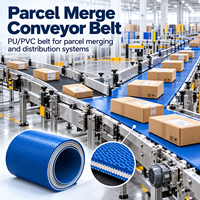 Bande transporteuse en PU PVC pour colis, courroie industrielle personnalisée pour centre de distribution, tri, transfert et systèmes logistiques