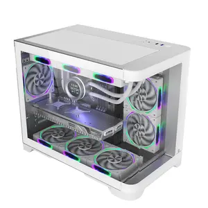 ANNEW 2024 New Design Tempered-Glass Window Case White Computer Box for PC