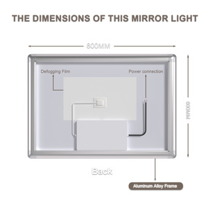 Hình chữ nhật hiện đại chiếu sáng IP44 Gương phòng tắm PC khung thông minh LED tùy chỉnh tắm gương cho tường - Product Image 6