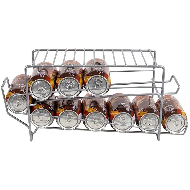 Lanejoy Stainless Steel Dispenser Stackable Front Loading Rack Cans Organizer Holder for Fridge Kitchen Pantry