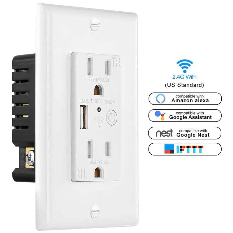 Interrupteur mural intelligent Tuya avec Wifi, Keygma, prise de courant, compatible avec Alexa