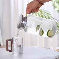 Carafe à eau et à boisson en verre borosilicate à rayures verticales, design moderne, grande capacité, avec poignée
