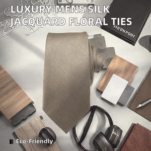 Cravates de luxe classiques pour hommes en tissu tissé, polyester de haute qualité, écologiques, personnalisables OEM, style jacquard floral et rayé - Product Image 2