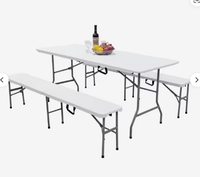 Table à manger rectangulaire pliante moderne avec hauteur réglable pour une utilisation extérieure peu encombrante
