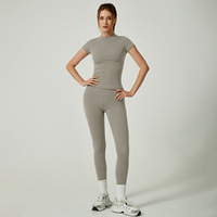 Ensemble 2 pièces de sport et yoga pour femme, séchage rapide, couleur unie, pour course et fitness, commerce transfrontalier Europe-Amérique