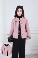 Blazer court d'hiver en laine à simple boutonnage de style chinois avec doublure en polaire