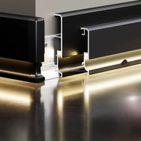Perfil de aluminio negro para zócalo de suelo LED de hotel moderno, tira de luz de esquina montada en pared, venta al por mayor