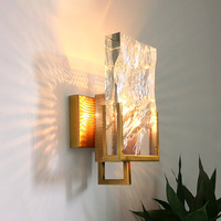 Lampe murale de chevet LED en verre cristal clair, lumière nordique rustique de Style Vintage, cadre décoratif en or