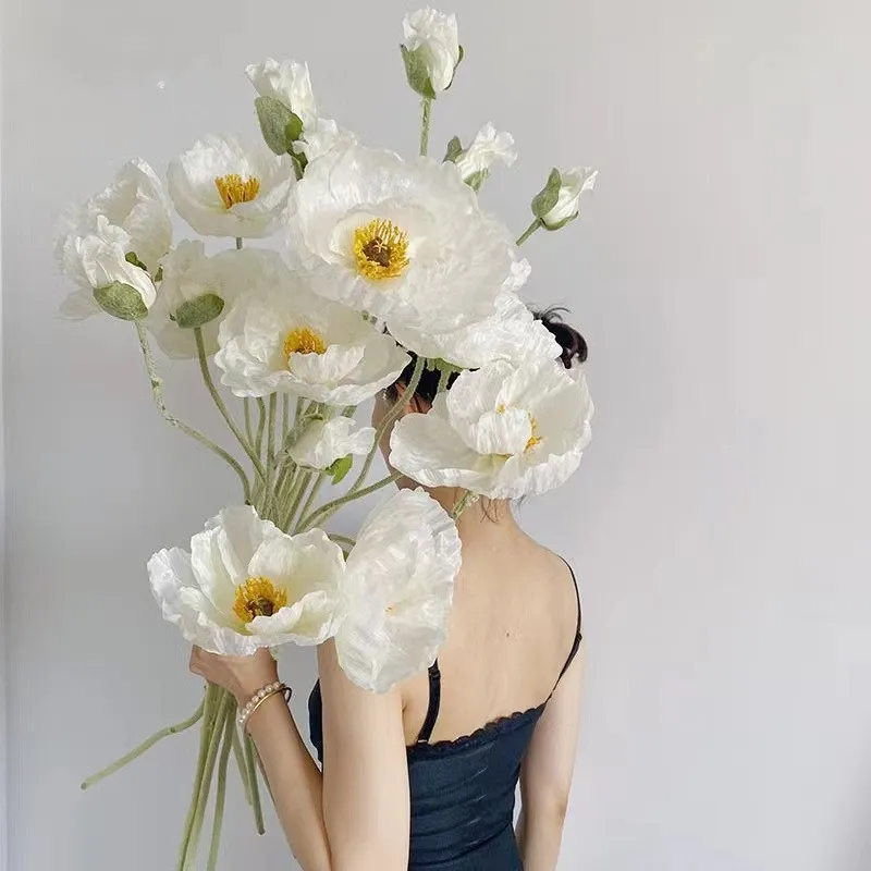 Большой искусственный цветок свадебное украшение большой искусственный Мак Цветок пол поддельные цветы фото реквизит букет