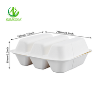 Boîte à tacos jetable en pulpe de canne à sucre SUMKOKA avec séparateurs, barquettes à tacos en bagasse à emporter, boîtes à tacos à clapet