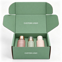 Boîte d'expédition verte durable en promotion, emballage cadeau de luxe pour cosmétiques, boîte en carton ondulé personnalisée