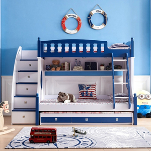 Cama litera moderna de madera DK Board-Wood para niñas, con diseño de princesa, doble, alta y baja, ecológica, cómoda, con tapicería de poliéster, cama para niños - Product Image 5