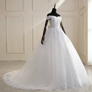 2023 Custom made Vintage Lace Appliques Ball Gown Vestidos De Casamento plus size Fora Do Ombro Vestidos De Casamento Para Noivas