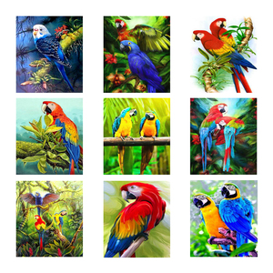 5D completo cuadrado/redondo taladro colorido <span class=keywords><strong>loro</strong></span> diamante arte pintura redondo pájaro diamante pintura proveedores para regalos conjunto - Product Image 2