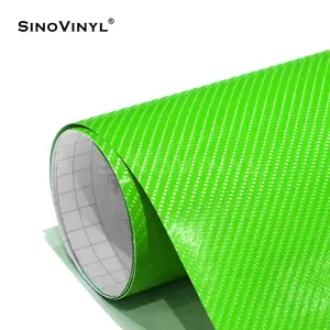 SINOVINYL 1.52x30M iyi uygunluk hava ücretsiz polimer PVC 4D karbon yeşil oto vinil araba sarma için