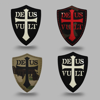 Écusson brodé DEUS VULT Crusader Tactical Gear en nylon découpé au laser, écologique, à coudre pour sacs et vêtements