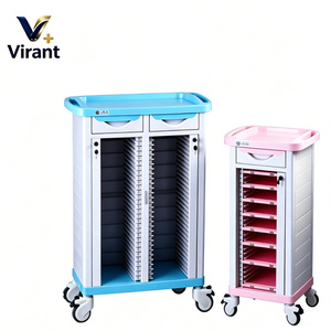 Chariot <span class=keywords><strong>de</strong></span> classement médical VIRANT en acier inoxydable avec tiroirs et roulettes silencieuses pour cliniques et hôpitaux - Product Image 3