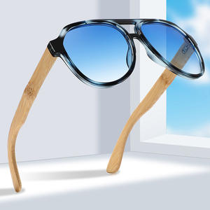 Nuevas Gafas de Sol de Bambú con Doble Barra y Montura Grande Estilo Cross Border, Unisex, Protección UV400, Montura Negra de PC, Clase 2 - Product Image 5