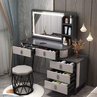 Ensemble de commode de chambre à coucher de style italien, table de maquillage avec miroir éclairé par LED
