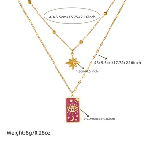 Collar De Luna estrella vintage, cadena doble de <span class=keywords><strong>ojo</strong></span> de aceite personalizada, nuevos pendientes de color geométrico, joyería de moda para mujer - Product Image 6