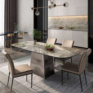 Ensemble table à manger haut de gamme 8 places dessus en marbre meubles de restaurant table à manger et ensemble de chaises pour 6 personnes - Product Image 2