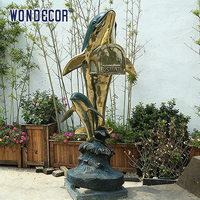 Sculpture décorative de boîte aux lettres en cuivre, laiton et bronze en forme de dauphin pour extérieur