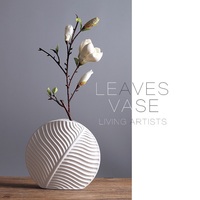 Vase à motifs en porcelaine blanche, en céramique, Style nordique, créatif, motif de feuilles, pour l'étude et la salle à manger, décoration de Table