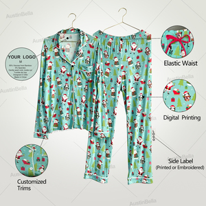 Austin&Bella 	   Set Pigiama <span class=keywords><strong>da</strong></span> <span class=keywords><strong>Donna</strong></span> in Viscosa di Bambù Stampata, Morbida <span class=keywords><strong>Camicia</strong></span> <span class=keywords><strong>da</strong></span> <span class=keywords><strong>Notte</strong></span> <span class=keywords><strong>Lunga</strong></span> in Maglia, Set Loungewear Personalizzati per Donne - Product Image 3