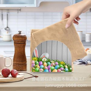 Porta pañuelos de madera con diseño de conejo, caja decorativa independiente para servilletas, para decoración de cocina y fiestas. - Product Image 1