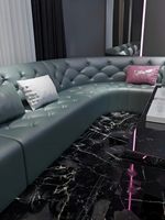 Ensemble de bar en bambou personnalisé, canapé KTV, salon karaoké, salle de billard, table basse, design minimaliste moderne en forme de U