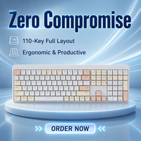 Nouveau clavier de jeu sans fil triple mode 2,4 GHz pour ordinateur de bureau avec chargement USB Type-C, 110 touches, membrane, rétroéclairage RVB, matériau ABS
