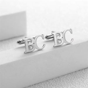 Gemelos de acero inoxidable personalizables con logotipo, Clips de corbata, accesorios de negocios para hombres DIY de fábrica, botones franceses - Product Image 4