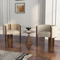 Chaise de salle à manger en PU style crème, fauteuil de luxe français avec structure en bois massif, chaise rembourrée pour restaurant, chaise d'appoint pour hôtel et salon