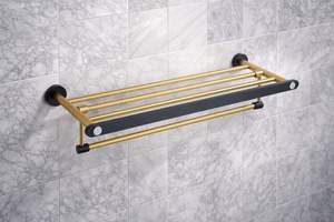 Ensemble d'accessoires de salle de bain en acier inoxydable 304 moderne et luxueux à montage mural : porte-serviettes et porte-papier - Chrome - Product Image 3