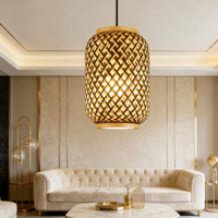 Lámpara Colgante de Bambú Tejida a Mano, Estilo Oriental, para Restaurante, Salón de Té, Decoración de Villa
