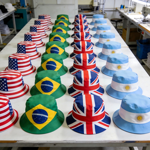 Chapeau Bob Personnalisé à Imprimé Football Mondial 2026, Prix Usine Fabricant, Séchage Rapide, <span class=keywords><strong>Large</strong></span> Bord, Casquette de Pêcheur pour l'Été - Product Image 4