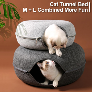 Kiekeboe Grotbed Voor Katten Binnenshuis, Donuttunnel Voor Kattenhuis, Afneembaar Rond Vilt En Wasbaar Interieur Kattenspeeltunnel - Product Image 6