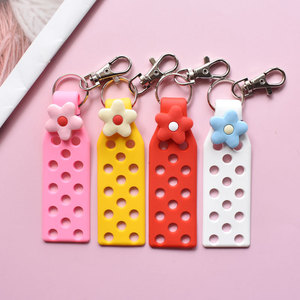 Tùy chỉnh cao su Keychain đầy màu sắc hoa cá nhân DIY Giày quyến rũ Ba Lô Túi Xách Móc Chìa Khóa mềm 2D đôi bên giữ chìa khóa - Product Image 1