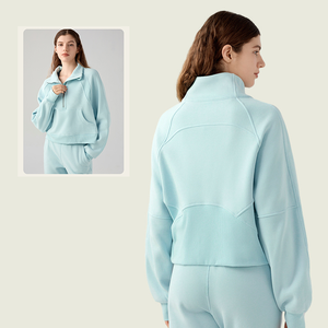 Winter Design Women Hoodies Thick Sports Casual Running Sports Sweater <strong>Half</strong> Zip High Standing Collar Pullover for Women - Product Image 1