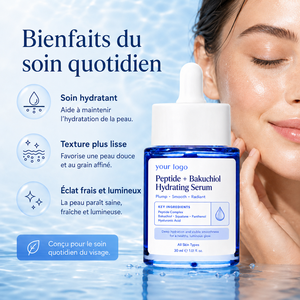 Sérum facial anti-âge premium raffermissant et éclaircissant pour peaux abîmées, réparateur cutané, à base de peptides longue durée et d'acide hyaluronique, pour tous types de peaux - Product Image 5